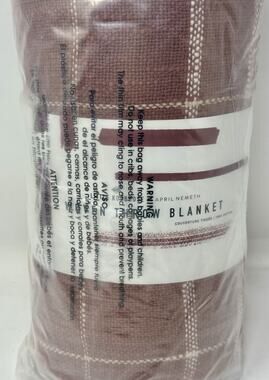 Little Korboose April Nemeth, New Woven Terracotta Plaid Cotton Throw Blanket